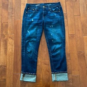 J. CREW Distressed Broken In Boyfriend Cropped Jeans Size 25